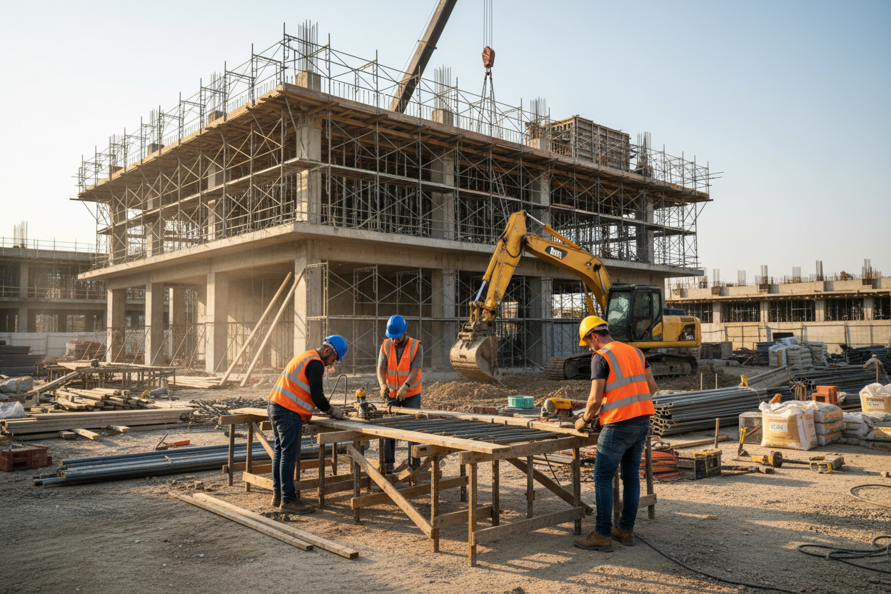 Blue collar working job site